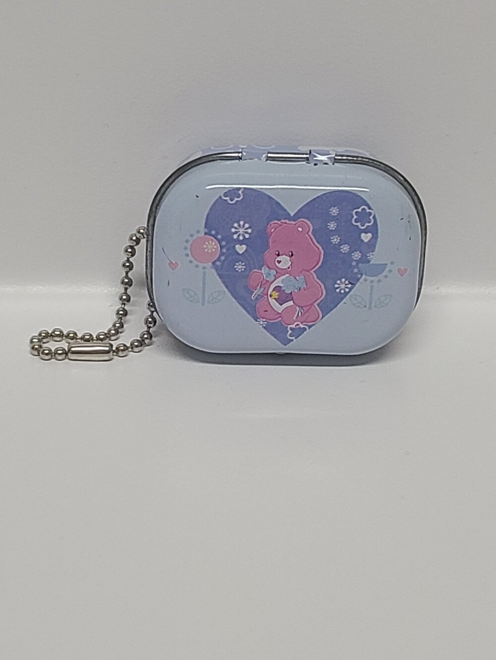 Vintage Care Bears Mini Tin Keychain Take Care Bear Metal Trinket Box 1.5"